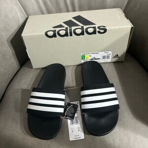 Adidas Adilette Comfort Black and White Slides Brand New in box